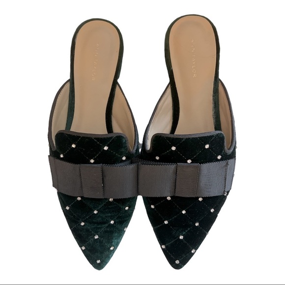 Ann Taylor Shoes - Ann Taylor Lorelle Quilted Velvet Bow Slides Size 7 M Loafers Slippers-1172